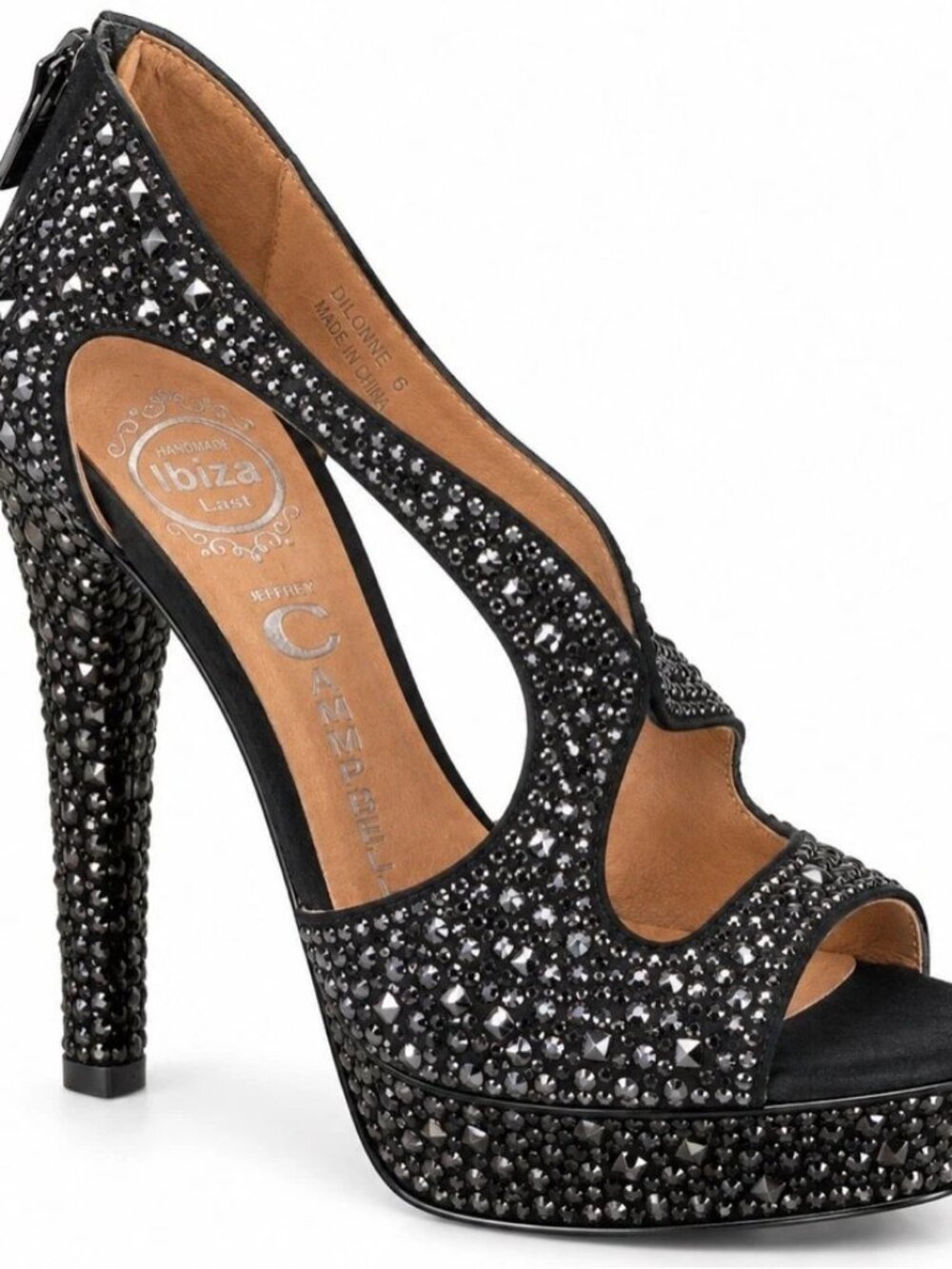 Jeffrey Campbell Dionne Black Studded Open Toe Pump Platform Size 6